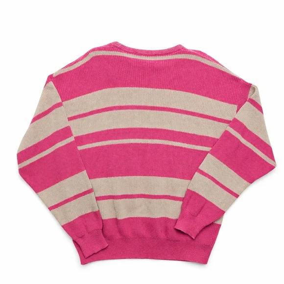 Vintage Lord Jeff Whaler Striped Sweater XL Cotton Pink Tan Boxy USA Classic - Picture 2 of 12